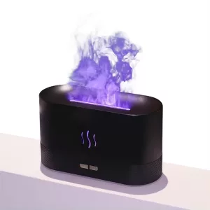 Umidificator de aer cu efect de flacără și difuzor de aromă - Negru