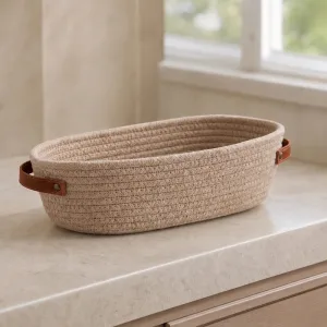 Coș de depozitare pentru baie din frânghie de bumbac, organizator împletit elegant