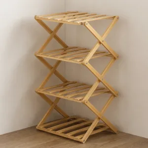 Raft organizator pliabil din lemn pentru depozitarea pantofilor