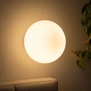 Aplică de perete LED minimalistă, rotundă, din sticlă mată, alb cald