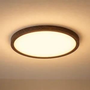 Candelabru minimalist din lemn cu inel, montaj la nivel, plafoniere LED ajustabile