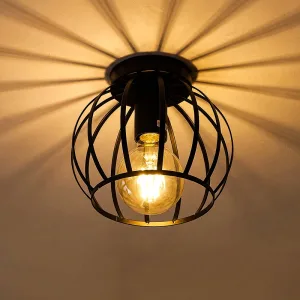 Candelabru modern din fier tip colivie, cu montaj aparent, o singură lumină LED de tavan