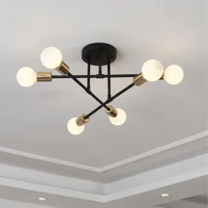 Lustră LED nordică minimalistă semi-aplicată pentru tavan