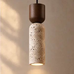 Candelabru individual din piatră în stil japonez, cu LED, pandantiv lung pentru tavan