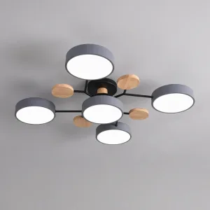 Lustră modernă rotundă aplicată, cu lumini LED de plafon ajustabile