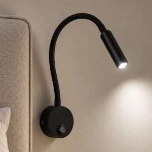 Aplică LED de perete din aluminiu pentru noptieră, cu gât de lebădă reglabil