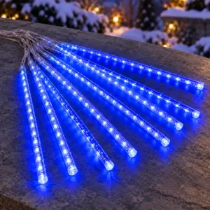 meteor string lights, solar meteor shower christmas lights